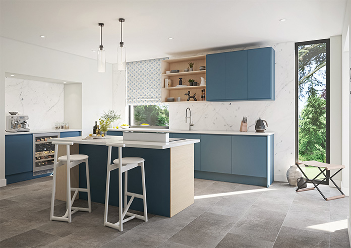 Huaraz Velvet, Cool Blue - Twist&Fit Roman Blind - Image 6